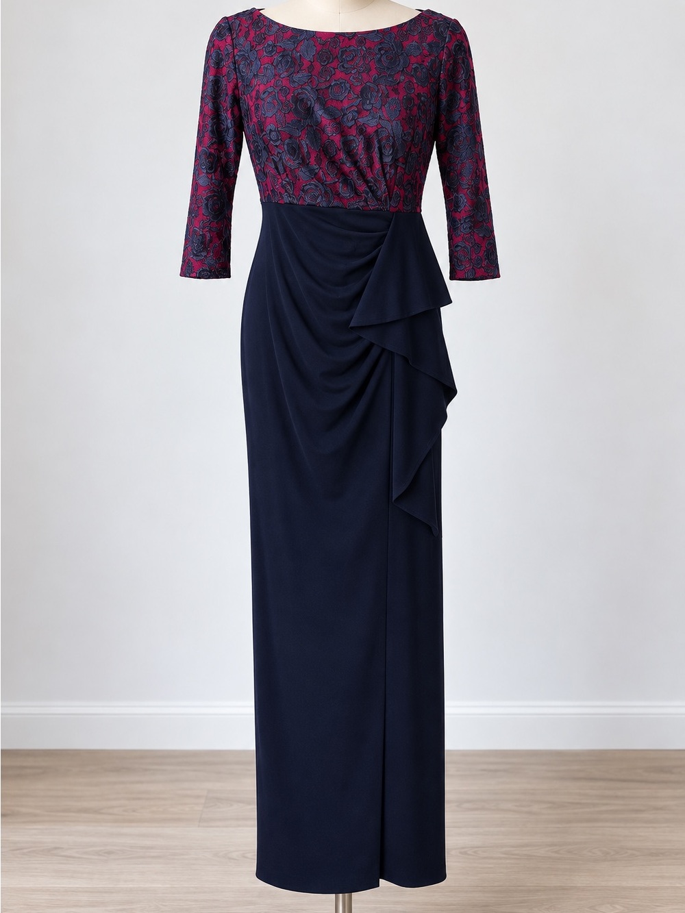 JS Collections Navy Pink Lace Evening Gown Mother of Bride Size 6 NWT